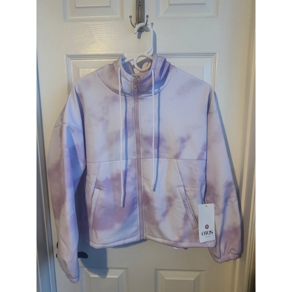 OTOS New York Tie Dye Cropped Zip Hoodie Jacket Small NWT Buttery Soft Stretch‎